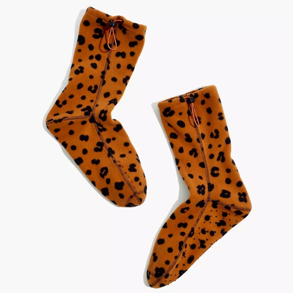 NWT Madewell Slipper Socks - Leopard / Dried Cedar